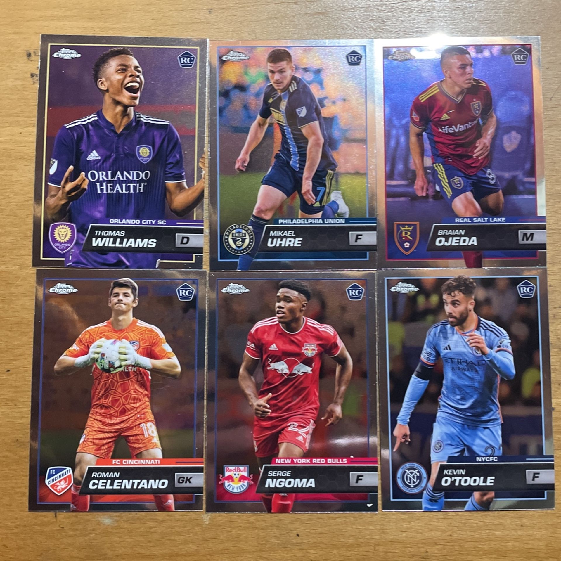 2023 TOPPS CHROME MLS LOT OF 6 ROOKIE CARDS