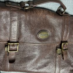 Fossil Authentic Dark Brown Vintage Leather Messenger/Laptop Bag