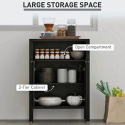 Homcom Sideboard Buffet Cabinet with Storage Adjustable Shelf, Coffee Bar Cabinet, Black