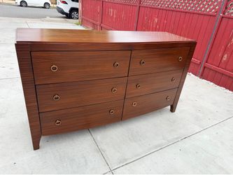MCM modern brown XL 6 drawer wood dresser