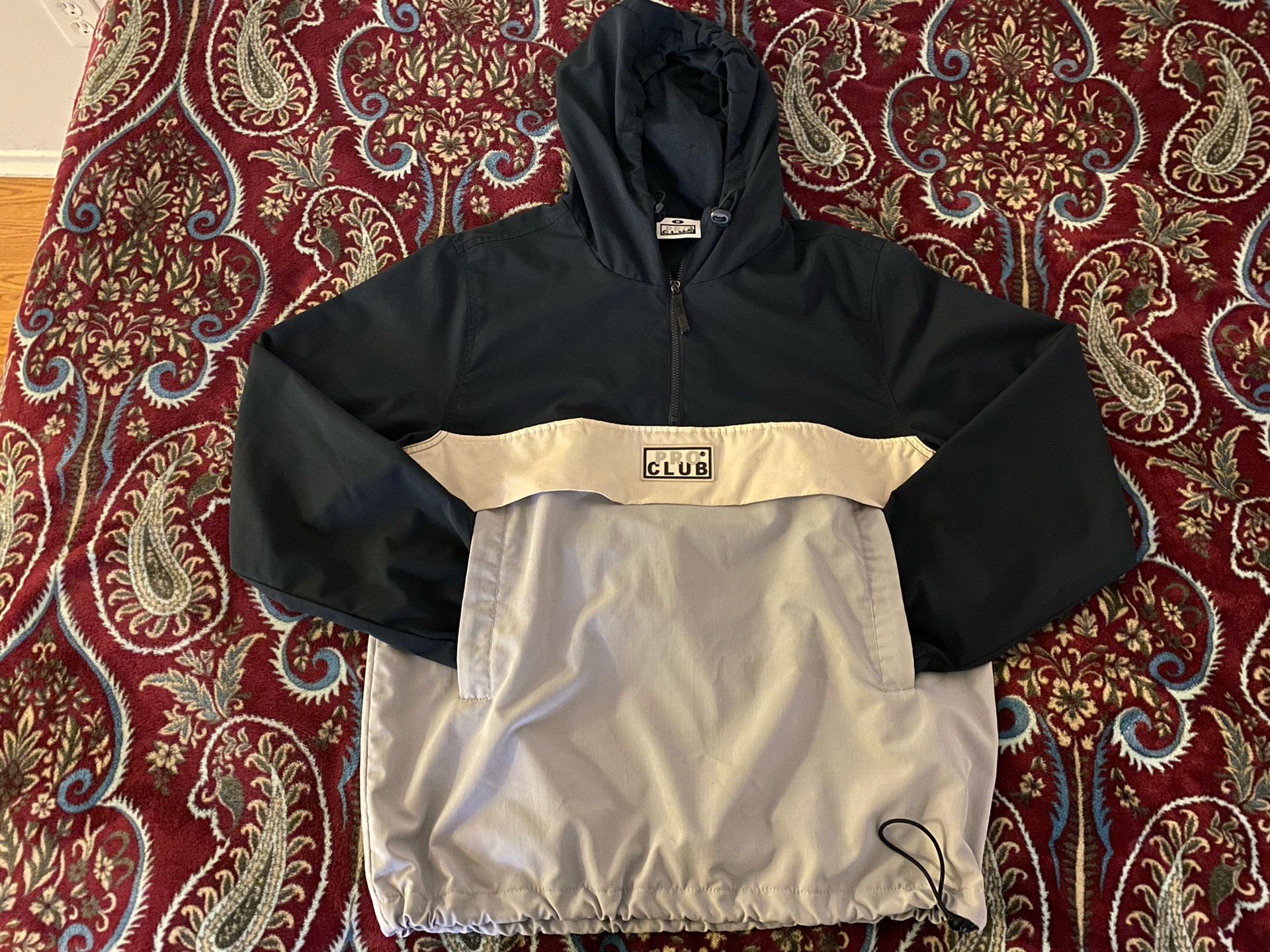 Pro Club Men's Navy Nylon Anorak Pullover Jacket