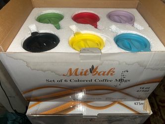 MITBAK 6-Pack Ceramic Coffee Mug Set with Lids (16-Ounce)