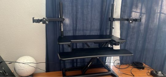 Standing Desk Converter with Dual Monitor Arms