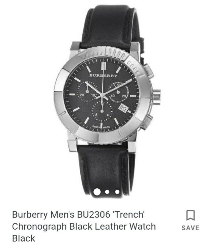 Burberry Men's BU2306 'Trench' Chronograph Black Leather Watch Black