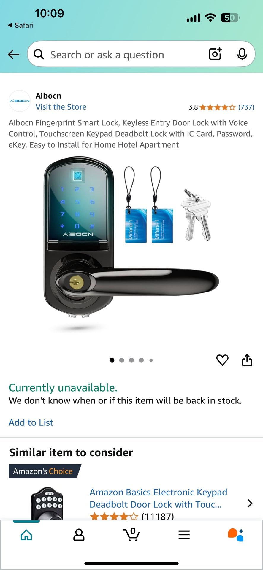 Aibocn Smart Lock With Smart Features. On Amazon It’s Sold Out.