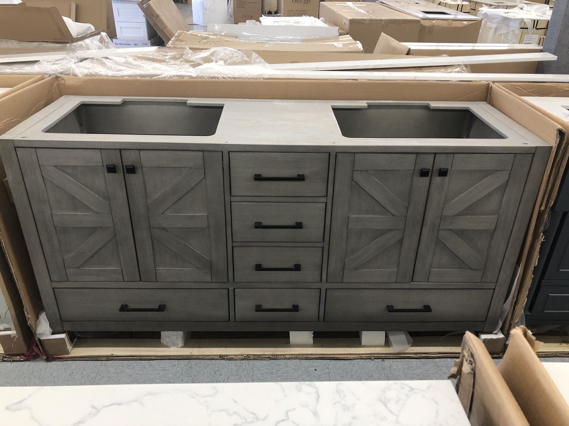 Bathroom Vanity Cabinet 72” Solid Wood Quartz Top