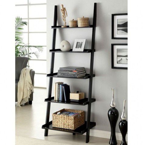 Ladder Shelf Black Finish Solid Wood,others. 25"x18"x72"h. New. Especial Price 