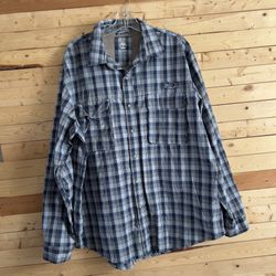Timberland Turbo Dry Men’s Blue Plaid Long Sleeve Button Down Shirt Size XL /TG
