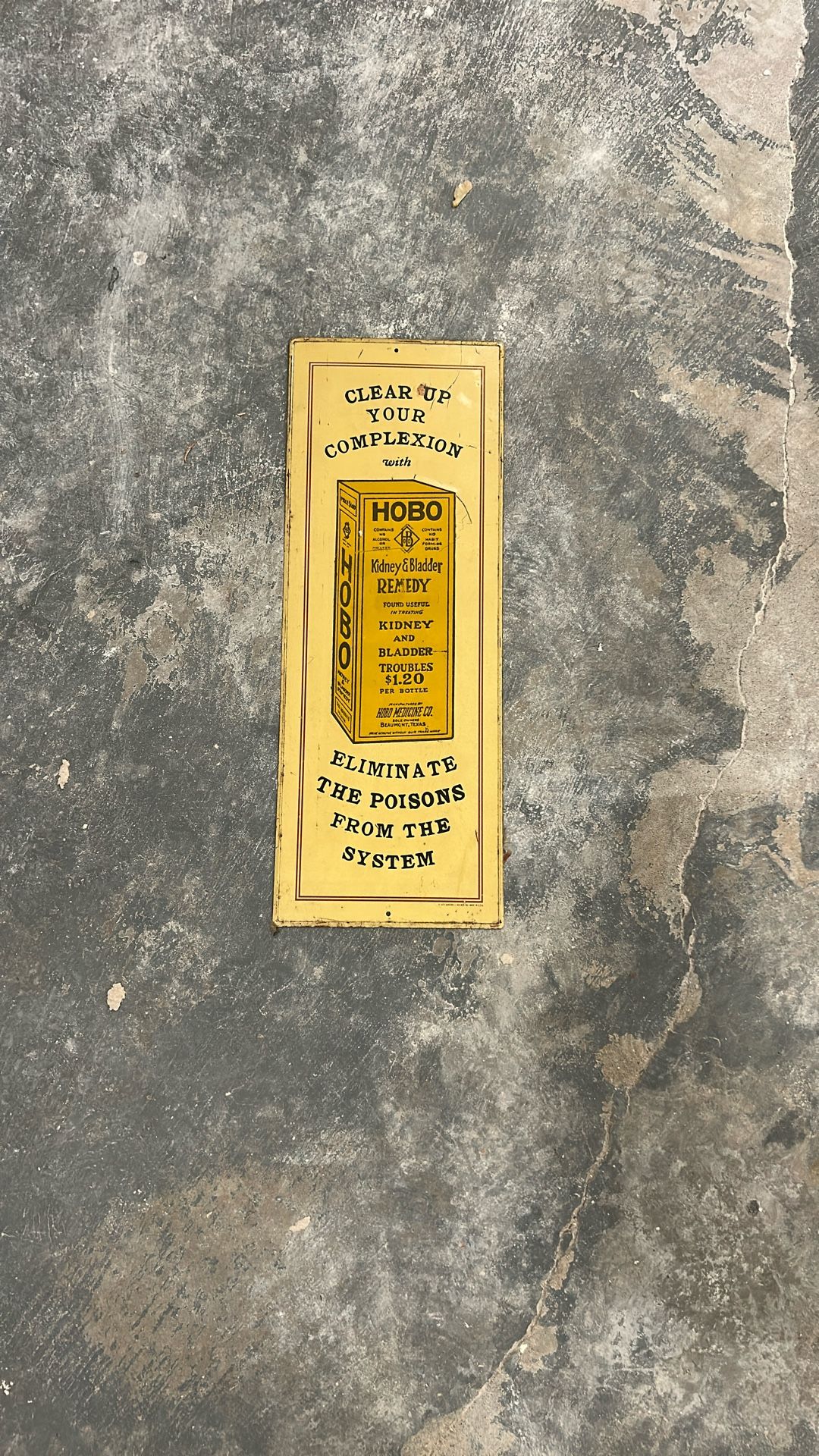 Vintage Hobo Remedy Tin Sign