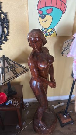 Hand Carved Wood woman statue