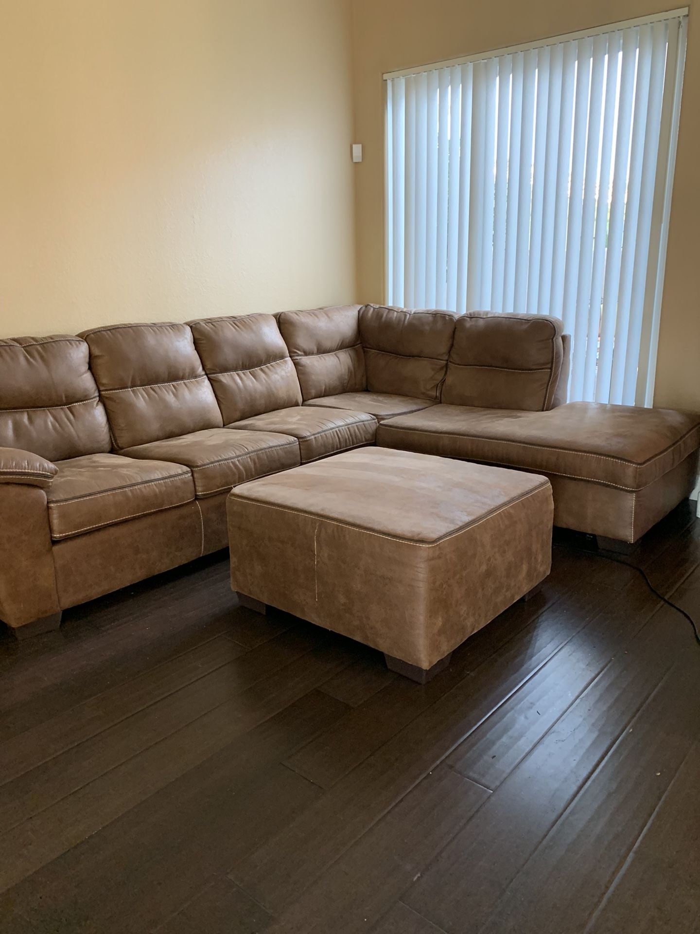 Sectional with queen size mattress sleeper and ottoman