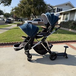 Mockingbird Double Stroller With Scooter Attachment 