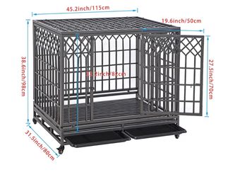 Large Heavy Duty Metal Dog Crate with Wheels