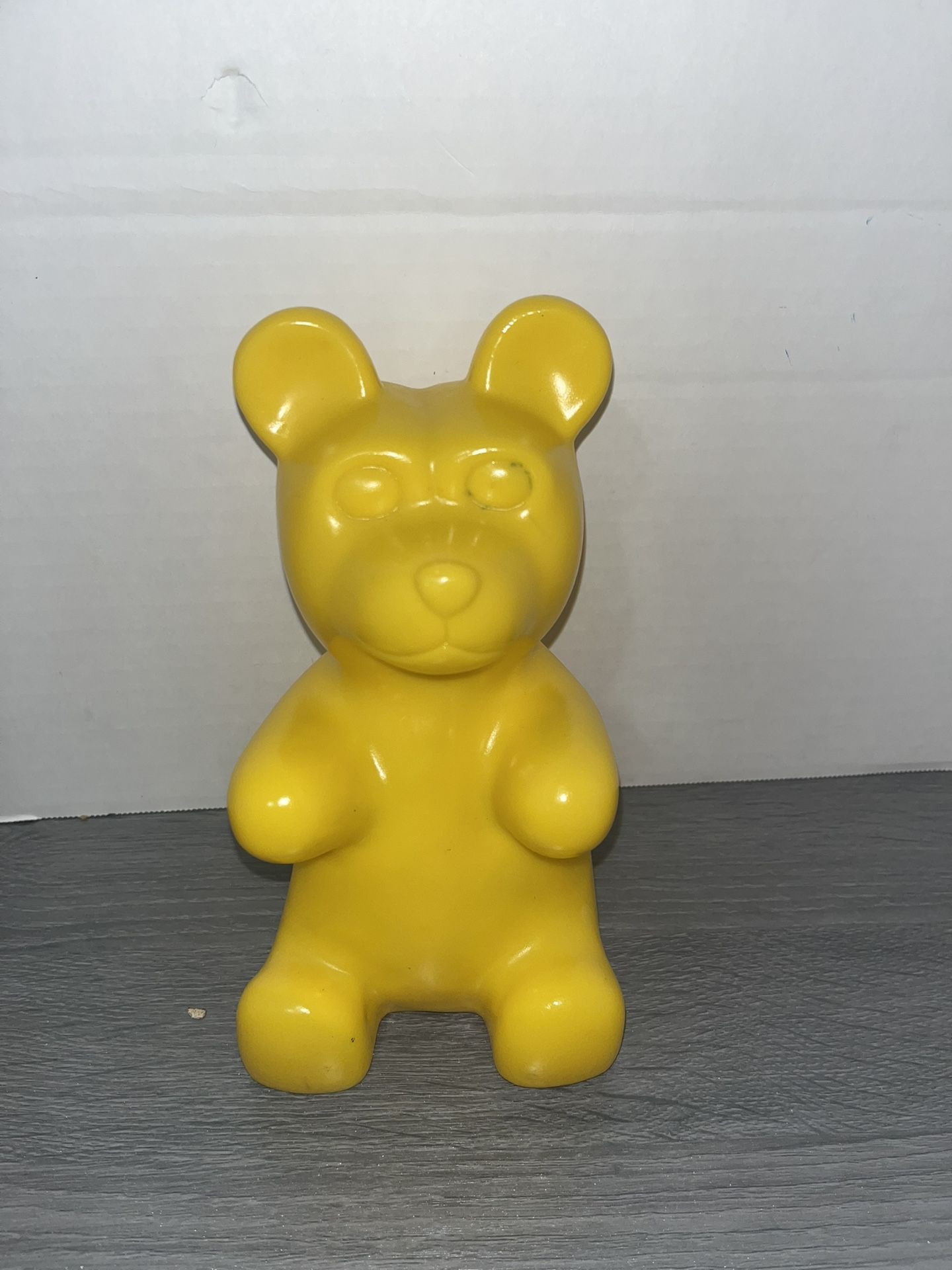 Yellow Bear Bank – Retro Plastic Coin Piggy Bank