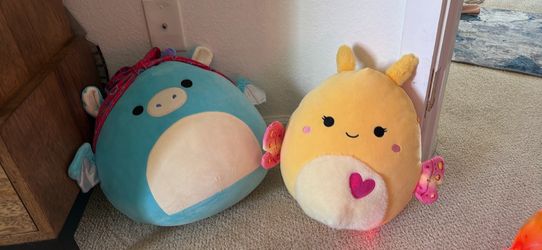 Cow Bat and Butterfly Squishmallow set