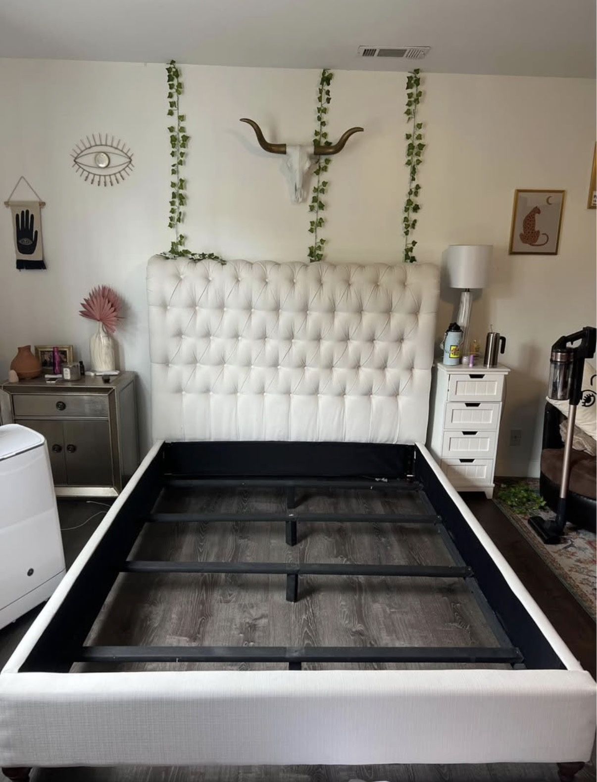 White Tufted Bed Frame