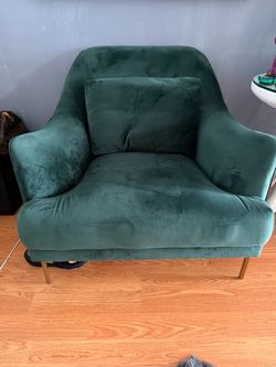 World Market Green Velvet Accent Chair with Gold Legs