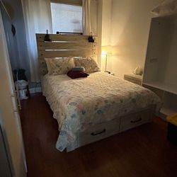 Bed Without Mattress And end Table 