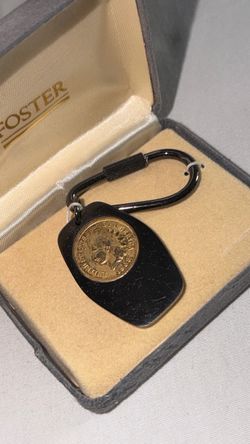 Gold plated Coin Keychain with Carabiner Clip