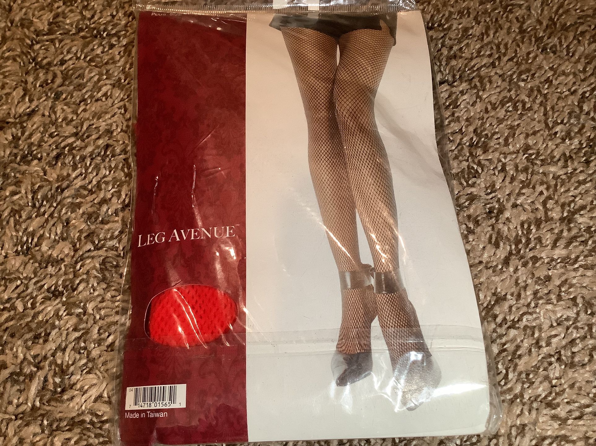Leg Avenue fishnet pantyhose, style 9001Q, color red, Plus Size