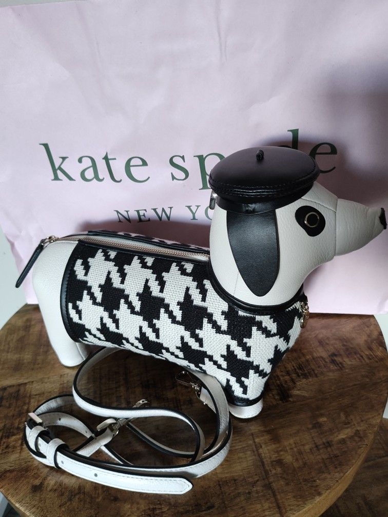 New Kate Spade Doggie Houndstooth Purse 