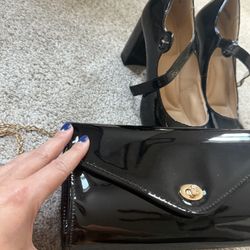 Matching Bag And Shoes Set- Black Vegan Leather, Pretty Stylish