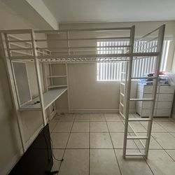 Full Metal Loft Bed with Desk