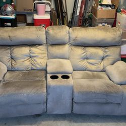 Grey  Reclining Love Seat 