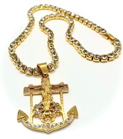 Tennis Chain With Stainless Steel 18K Gold Plated Cubic Zirconia Pendant Size Length: 18”,20 ,22,24,26,28”