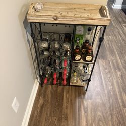 Rustic Wine Rack / Bar Stand w/ Storage – Metal & Wood 🍷