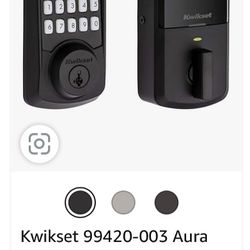 Kwikset 99420-003 Aura Bluetooth Programmable Keypad Door Lock Deadbolt Featuring SmartKey Security,