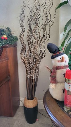 Vase With Decorate of stix. 6 Feet Tall.