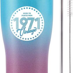 Vintage 1971 50th Birthday Gifts for Women Men Insulated Stainless Steel Tumbler - 50 Year Old Presents 20 oz Best Gift for Mom Dad Wife Husband Aunt 