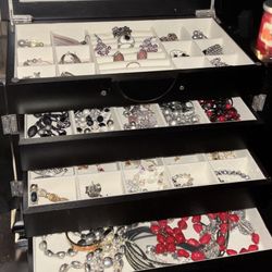Black Loaded Jewelry Box - Necklaces, Rings, Earrings, Bracelets, and More!