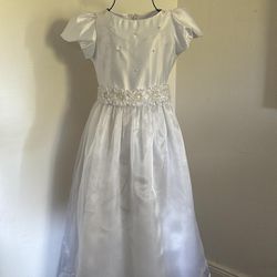 Girl Long White Dress Size 14