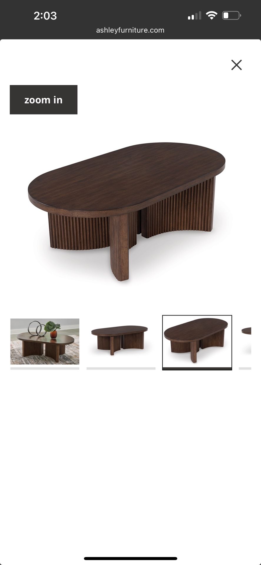 Dark wood coffee table