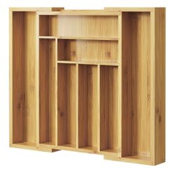 Adjustable Bamboo Silverware Drawer Organizer