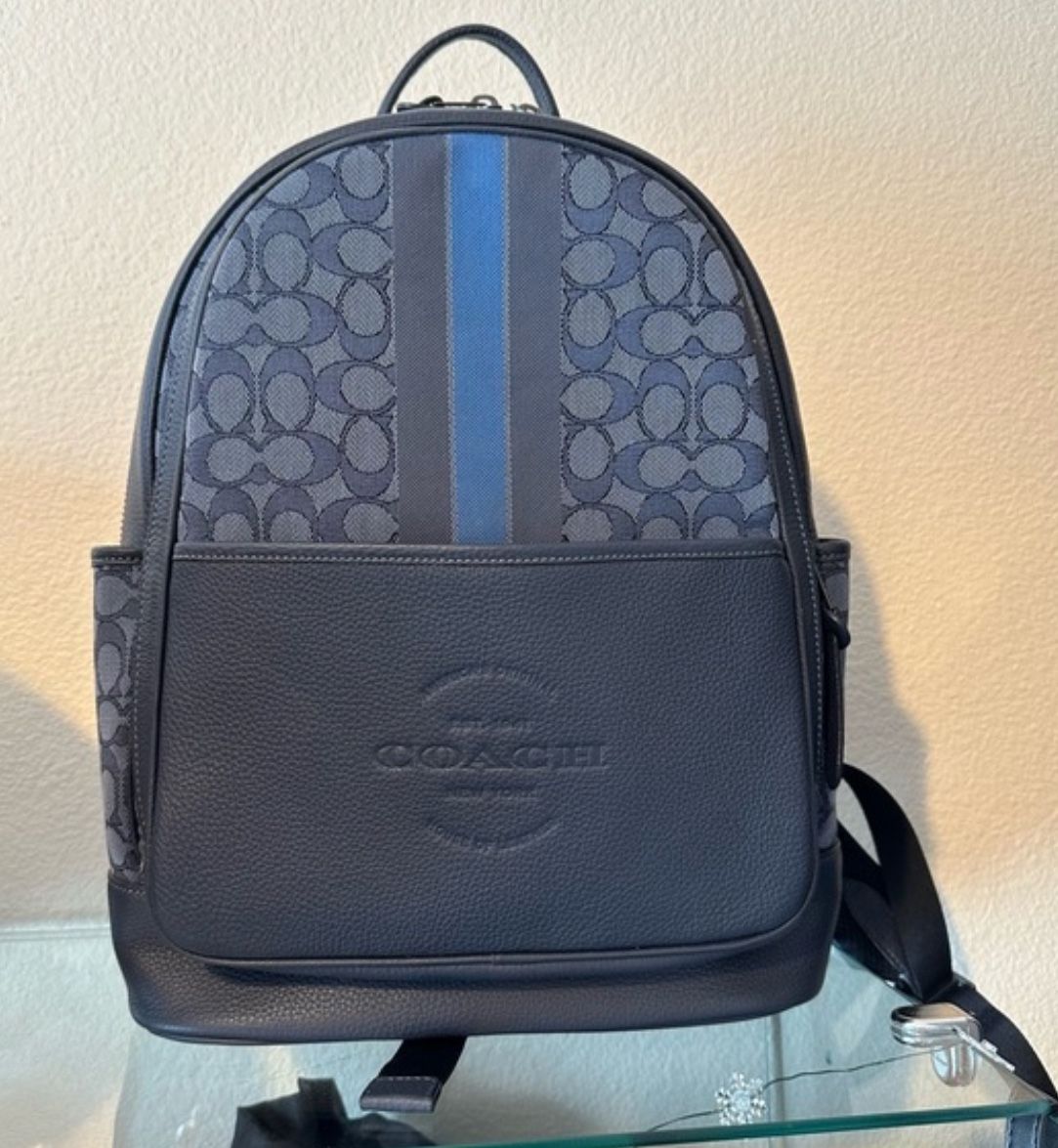 Men’s Navy Blue Jacquard Coach Backpack