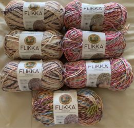 7 Lion Brand Flikka cotton blend yarn crochet