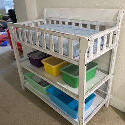 Distressed Changing Table With XL Changing Pad