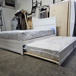Queen Over Twin Trundle Bed And Mattress 