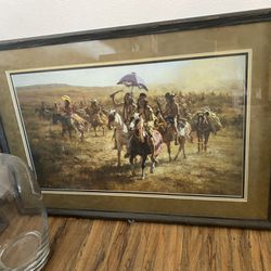 Wall Art Picture Frame Howard Terpning " Comanche Spoilers" Rare Framed