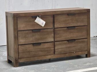 Modern Weathered Oak 6-Drawer Dresser - Pre-Assembled (Delivery Avail)