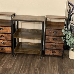 2 Nightstands And A Utility Cart For Sale 