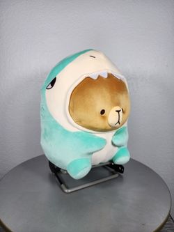 14" Milk Mocha Bear In Teal Shark Costume Plush