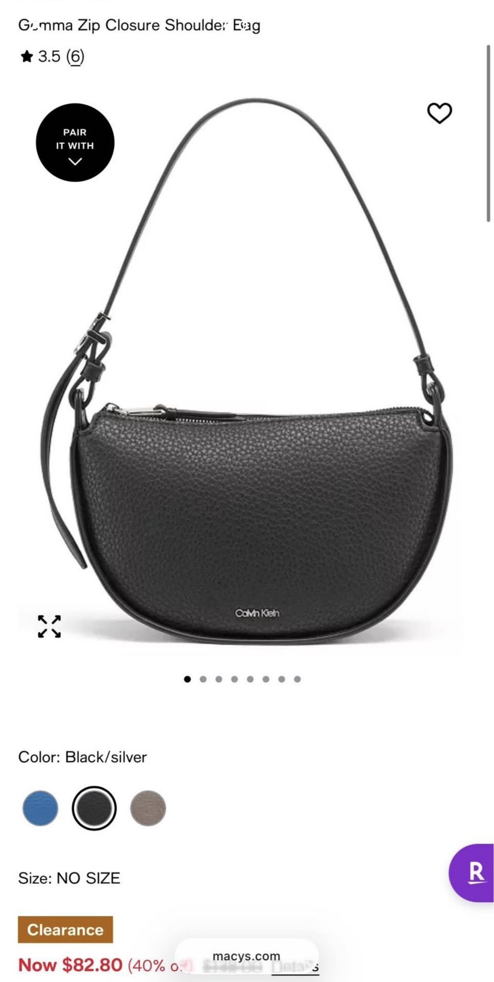 Calvin Klein womens Gemma Top Zip Demi Shoulder Bag