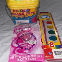 Girls Gifts Colored Chalk Paint Bracelet & Lip Gloss Set Bundle New