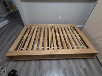 IKEA full wood bed frame with storage