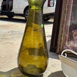 YARD SALE: Tall Yellow-Green Vase