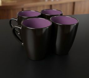4pc Mugs | Black and Purple Cups